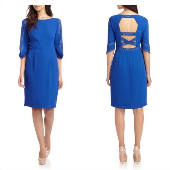 BCBGmaxazria 'Lexy' Blue Sapphire Studded Open Back Dress - Picture 1 of 6